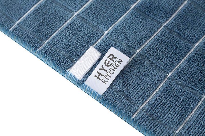 HYER KITCHEN Microfiber Dish Towels - Soft, Super Absorbent and Lint Free Kitchen Towels - 8 Pack (Lattice Designed Blue Colors) - 26 x 18 Inch - Image 2